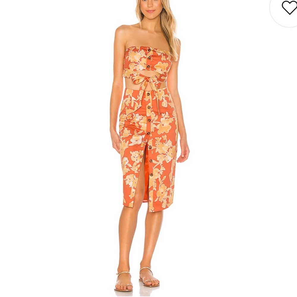 PRIVACY PLEASE Floral crop top and skirt set